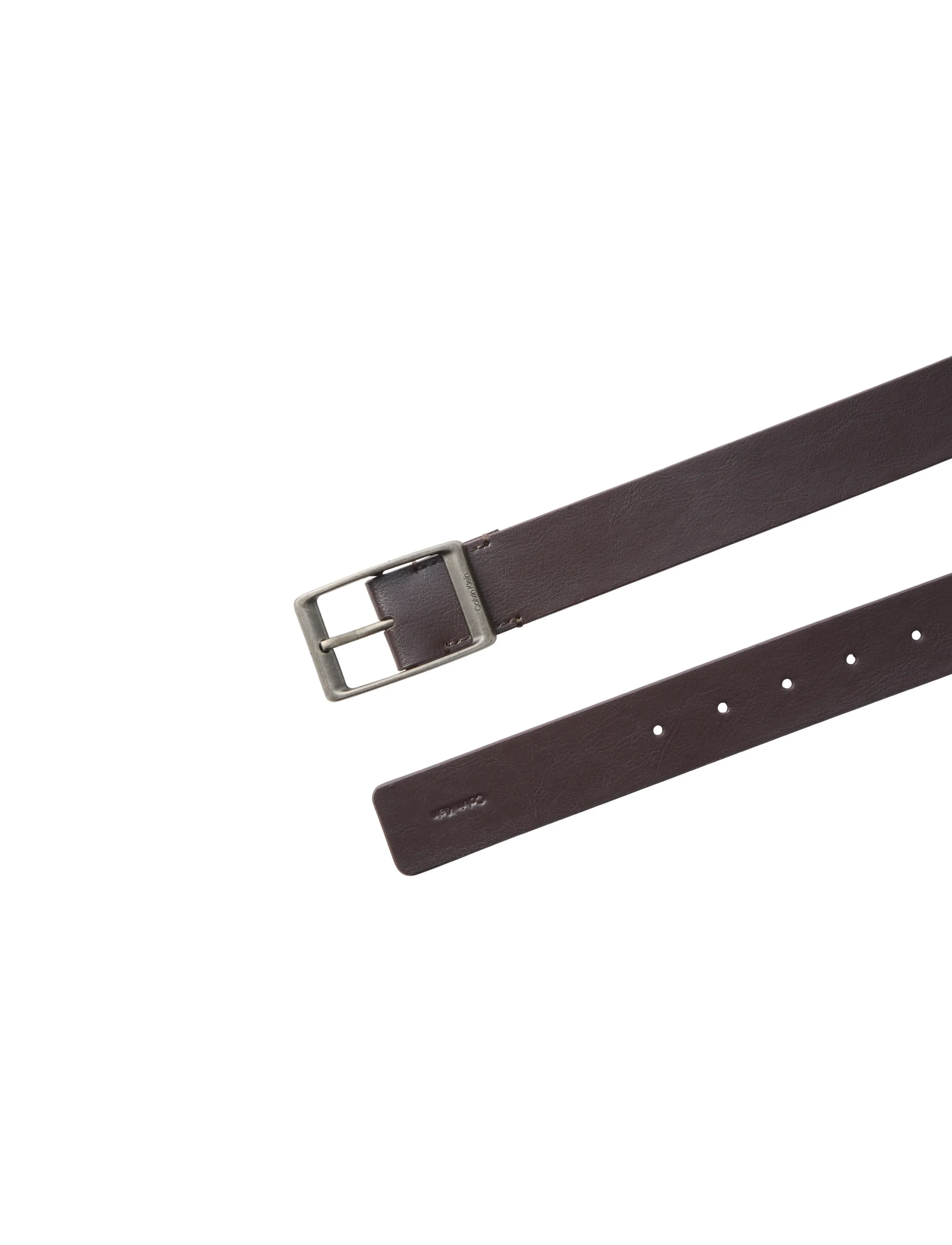 Calvin Klein - CASUAL ROUND BUCKLE TUMBLED 35MM - klassische gürtel - ck dark brown   antique silver - 2