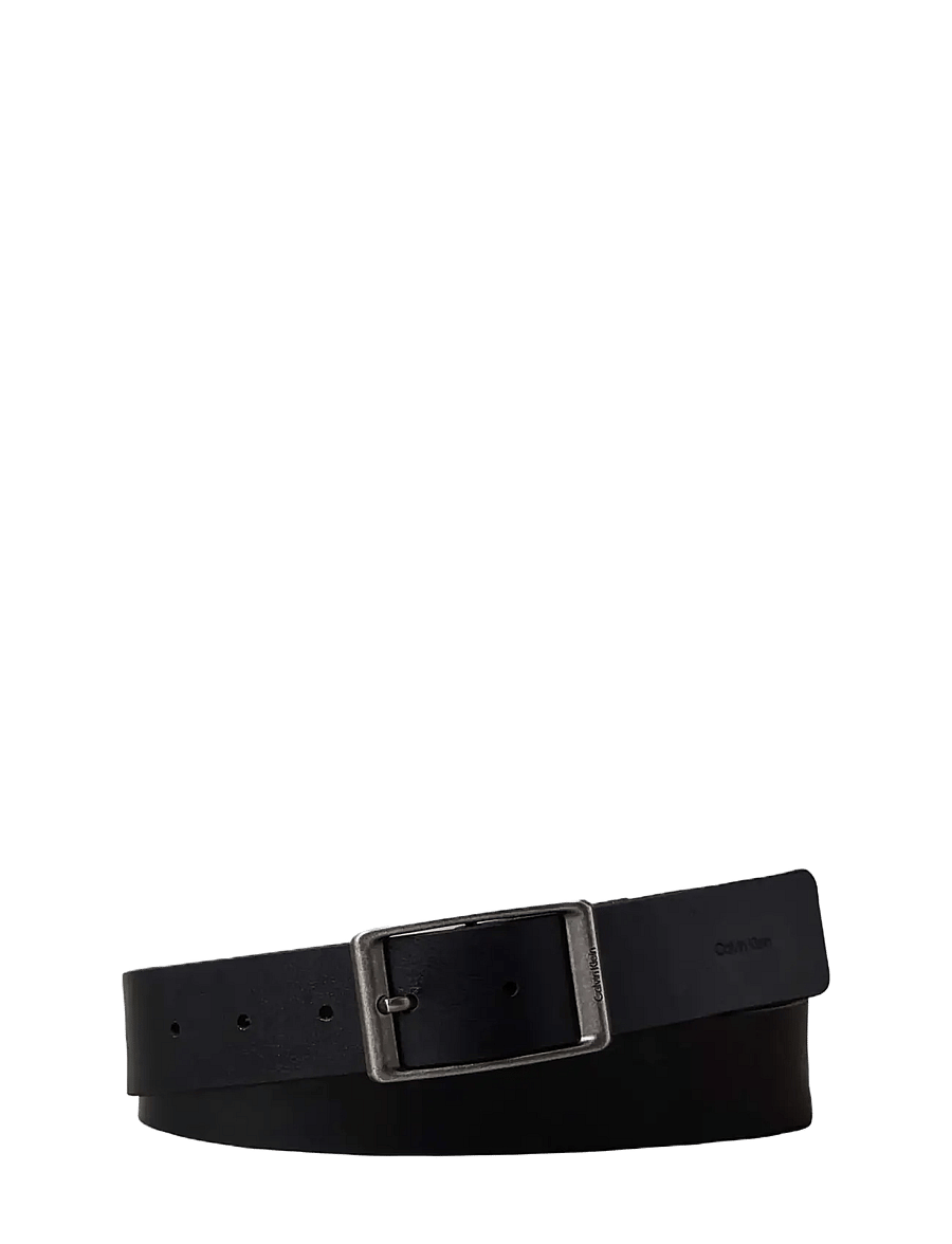 Calvin Klein - CASUAL ROUND BUCKLE TUMBLED 35MM - klassische gürtel - black antique silver - 0