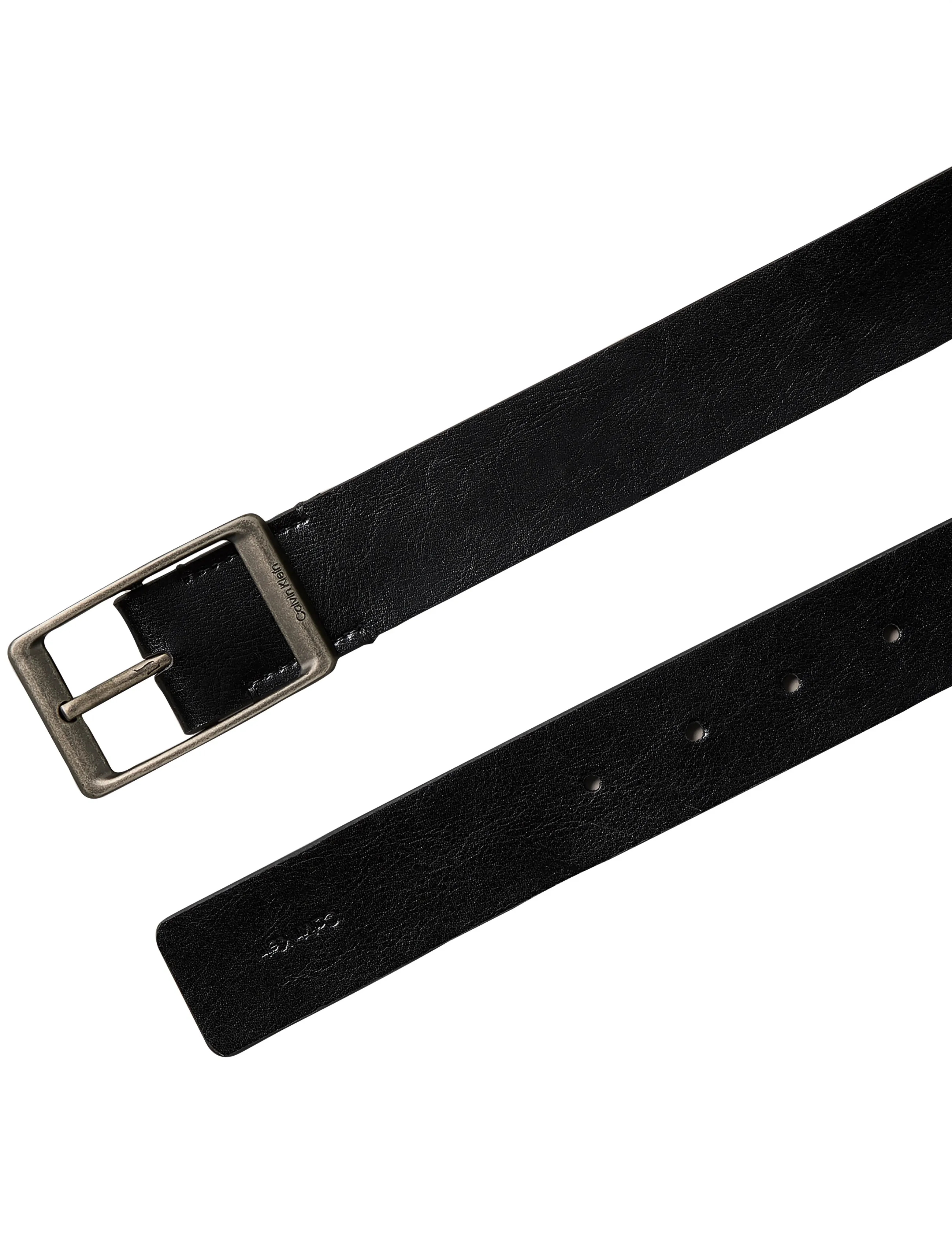 Calvin Klein - CASUAL ROUND BUCKLE TUMBLED 35MM - black antique silver - 2