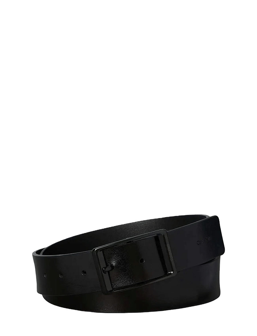 Calvin Klein - CASUAL ROUND BUCKLE TUMBLED 35MM - klassische gürtel - black shiny black - 0