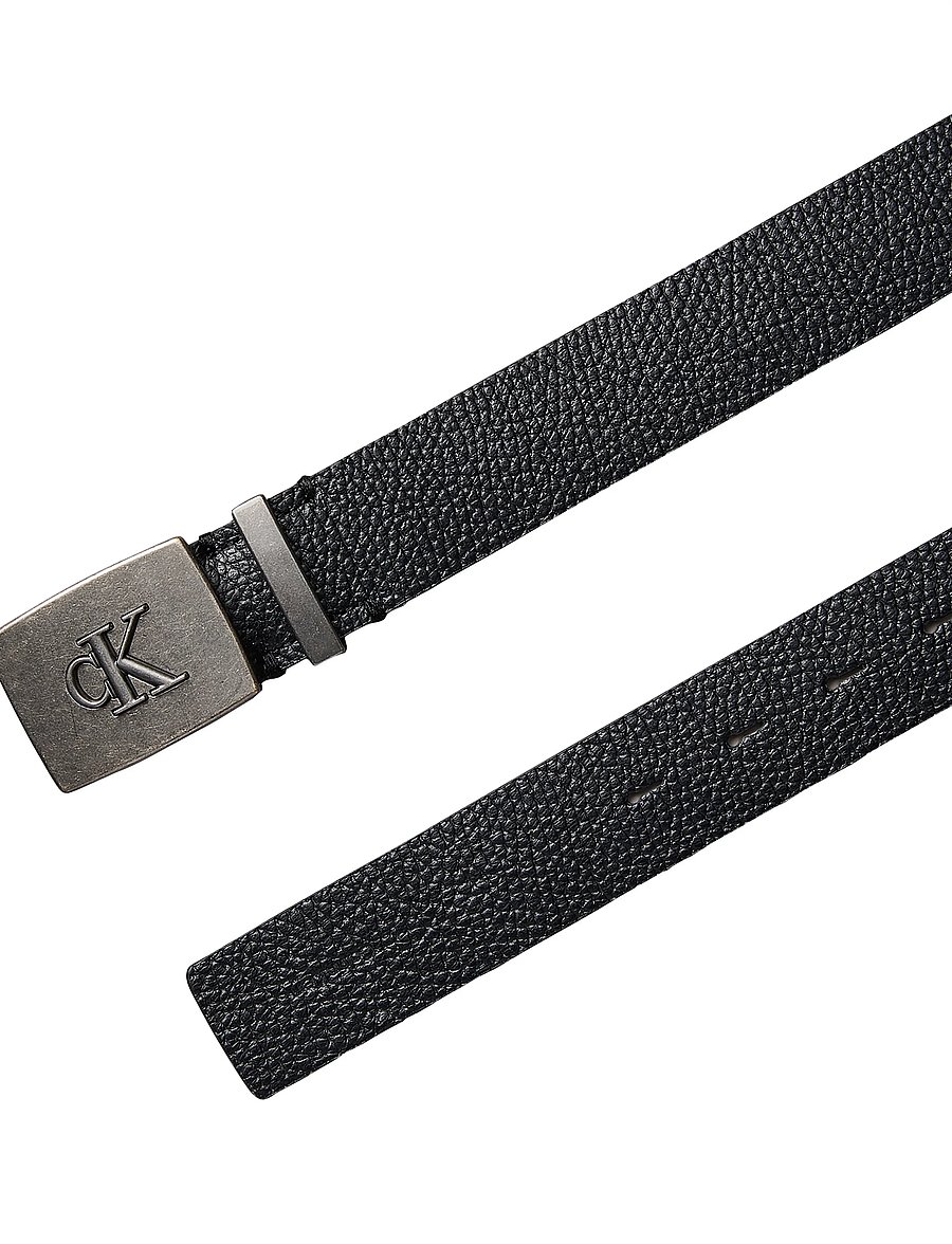 Calvin Klein - JEANS PLAQUE PEBBLE 35MM FIXED - klassische gürtel - black antique silver - 2