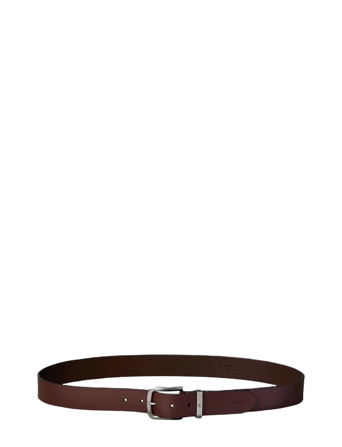 Calvin Klein - SEASONAL LOGO TUMBLED 35MM FIXED - classic belts - ck chestnut brown antique silver - 2