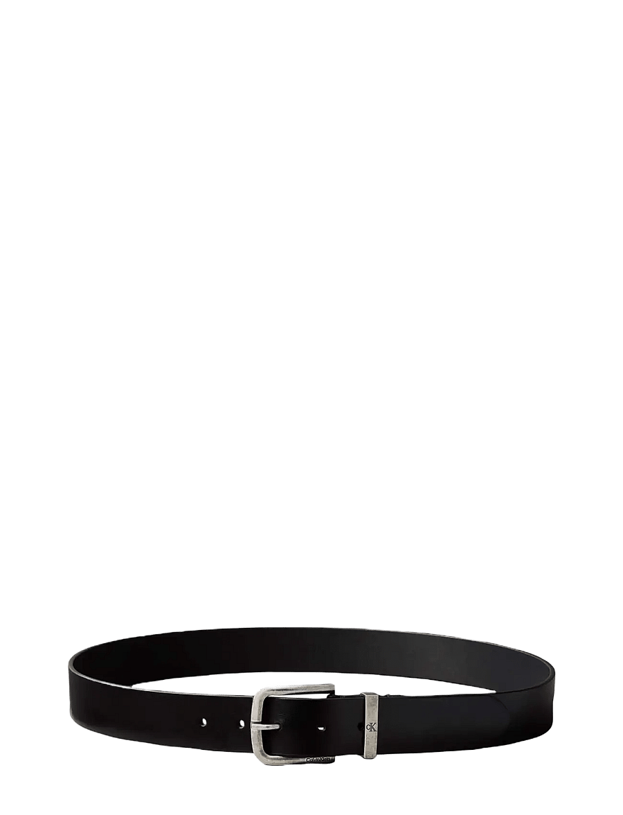 Calvin Klein - SEASONAL LOGO TUMBLED 35MM FIXED - klassische gürtel - black antique silver - 2