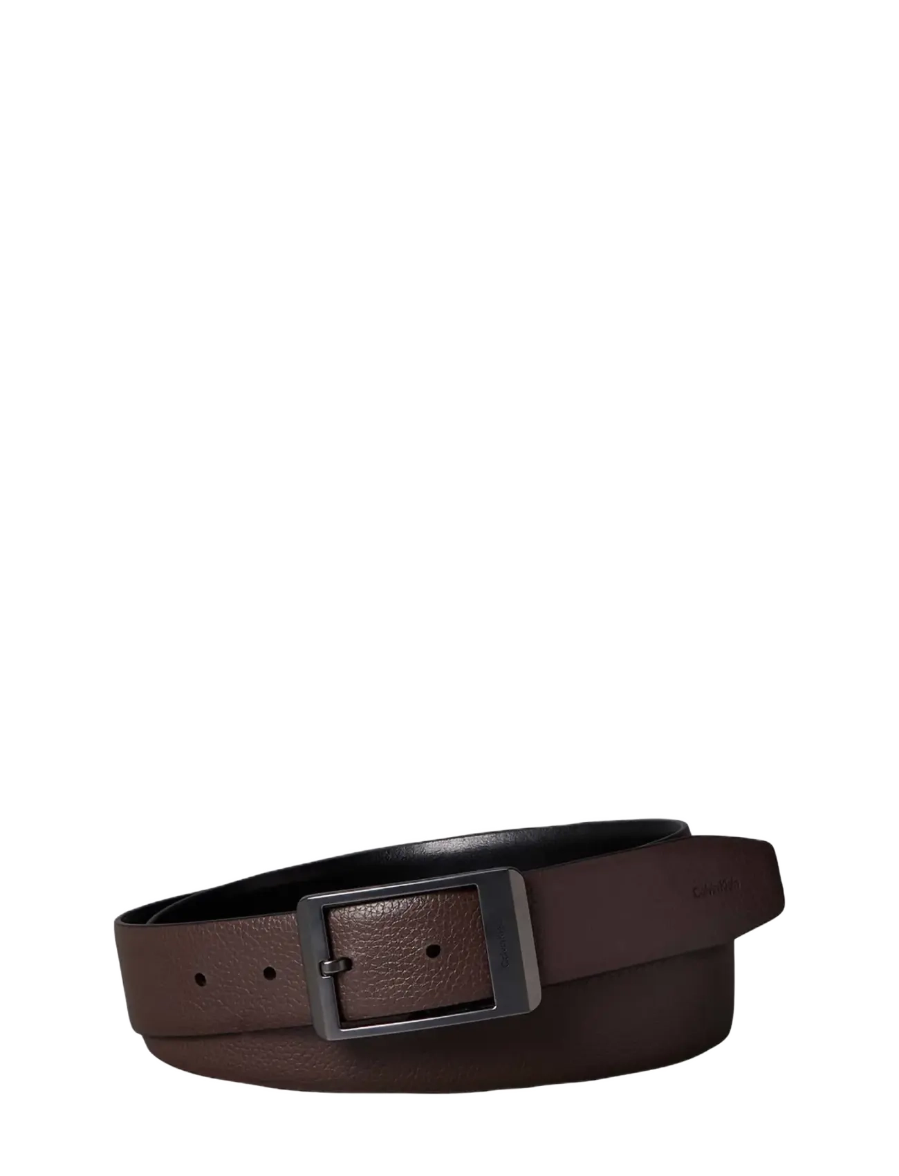 Calvin Klein RECTANGULAR CENTER BAR ADJ/REV - Inspiration - BLACK   CK DARK BROWN   MATTE GUNME / brown