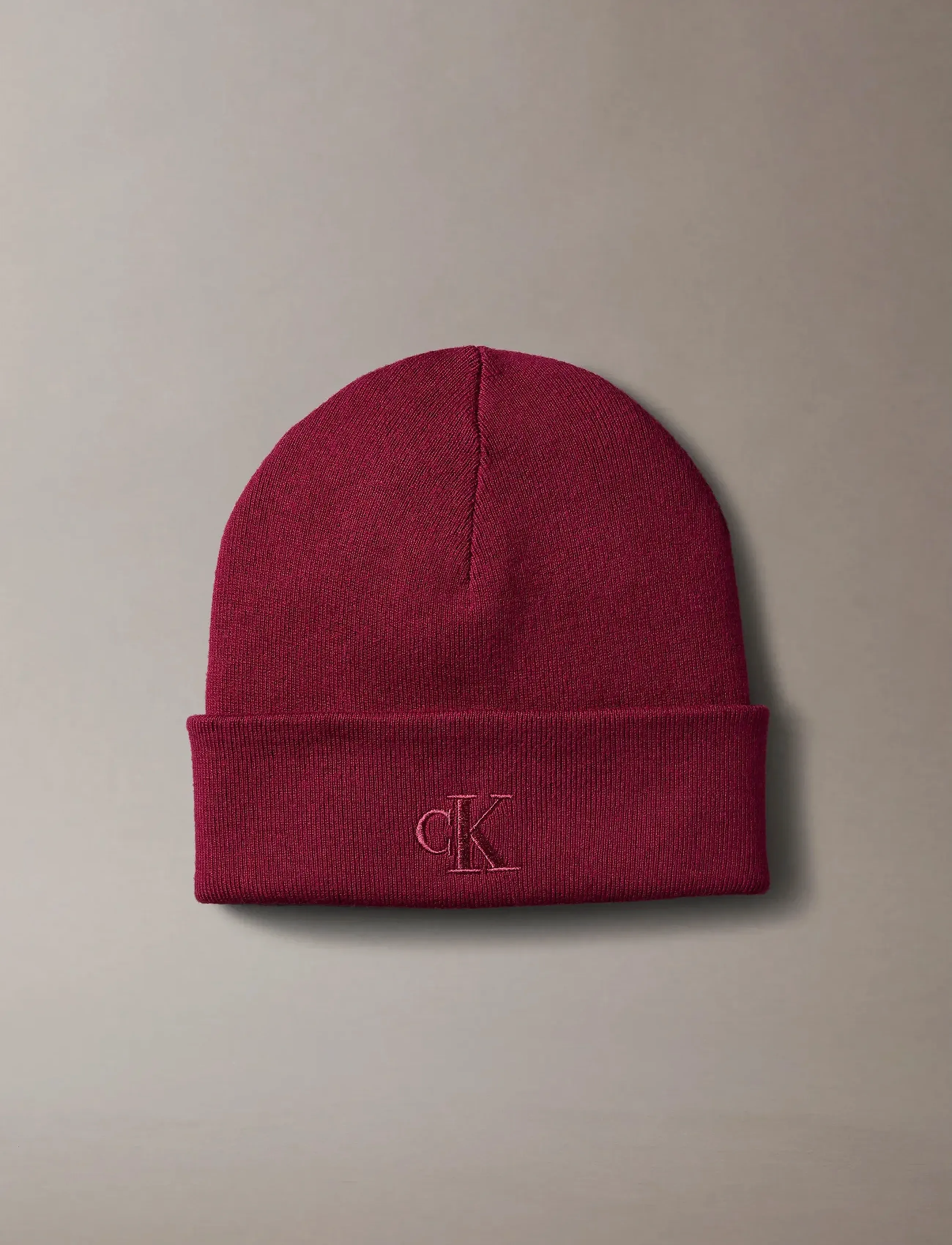 Calvin Klein - CK FINE RIB BEANIE - beet red - 2