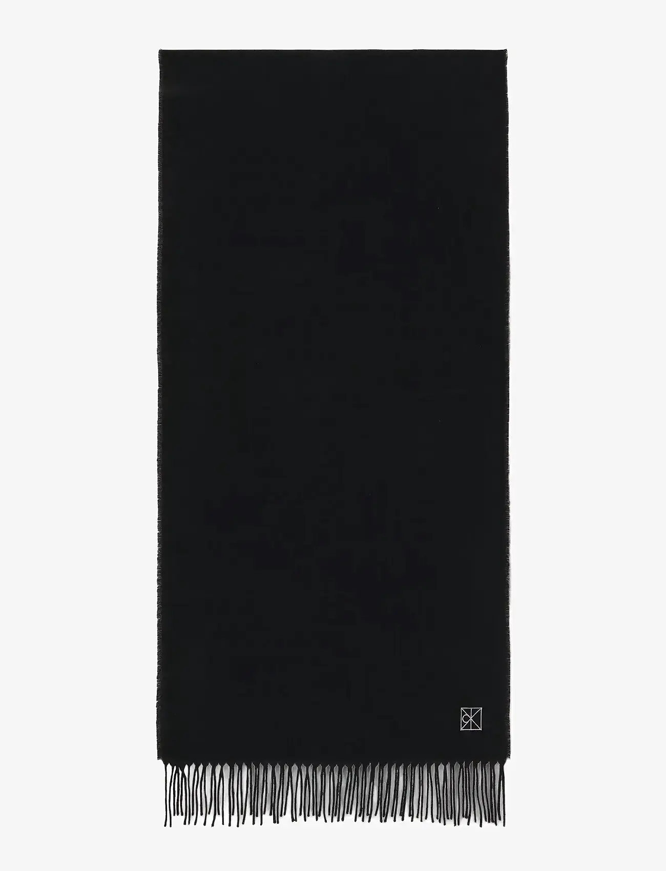 Calvin Klein - EMBLEM 2-TONE FRINGE MW SCARF - talvesallid - black/storm front - 0