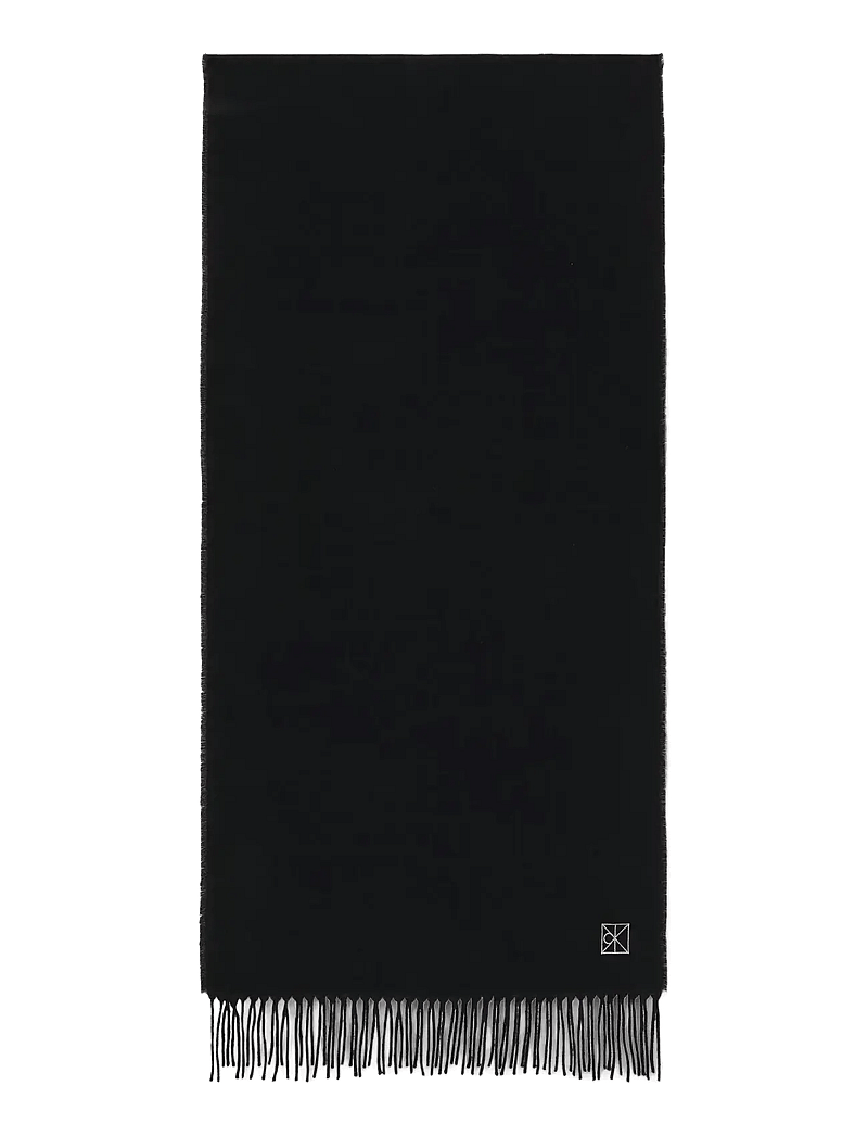 Calvin Klein - EMBLEM 2-TONE FRINGE MW SCARF - talvesallid - black/storm front - 0
