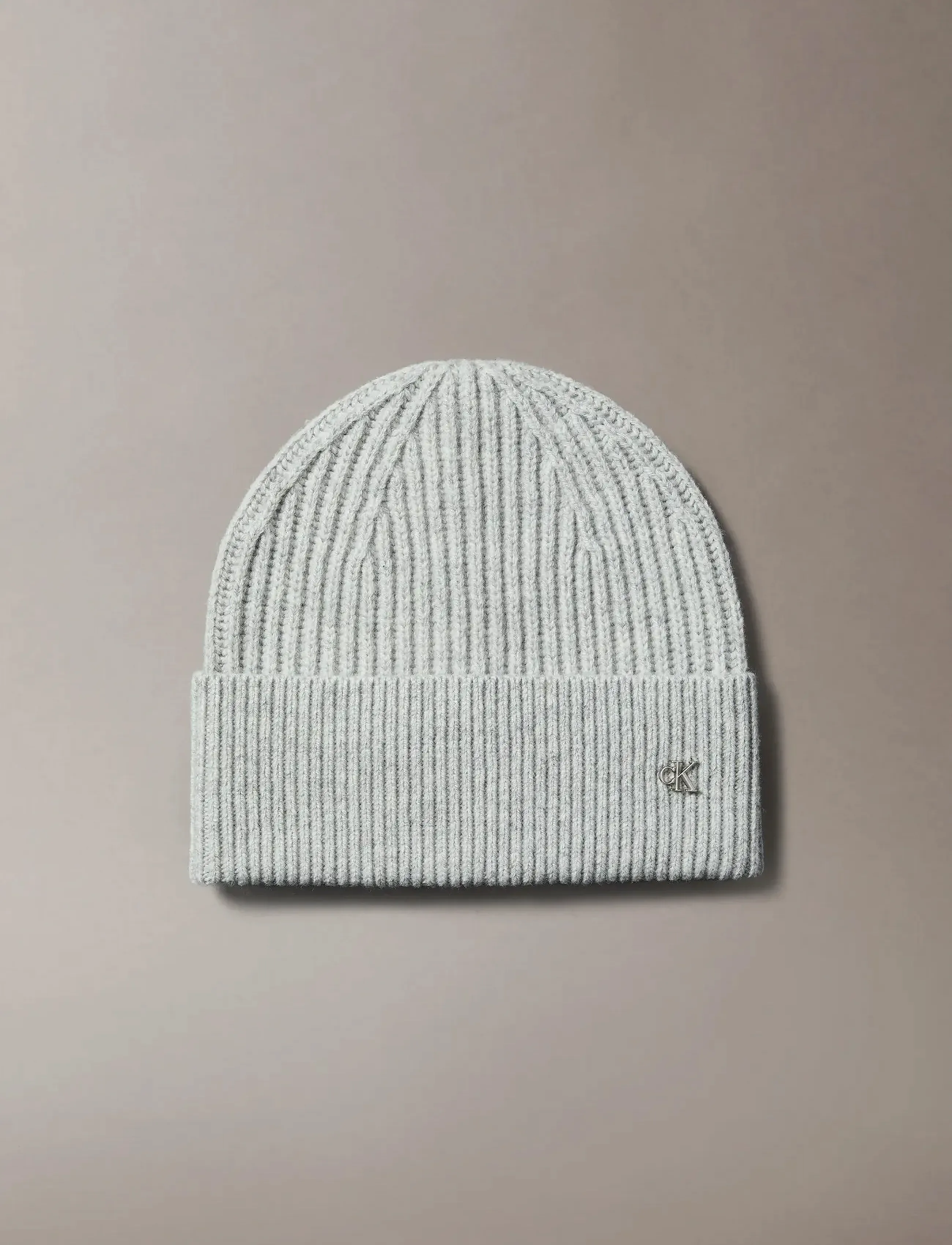 Calvin Klein Ck Metal Wool Beanie, One Size, Grey, Hovedbeklædning > Huer, Herre