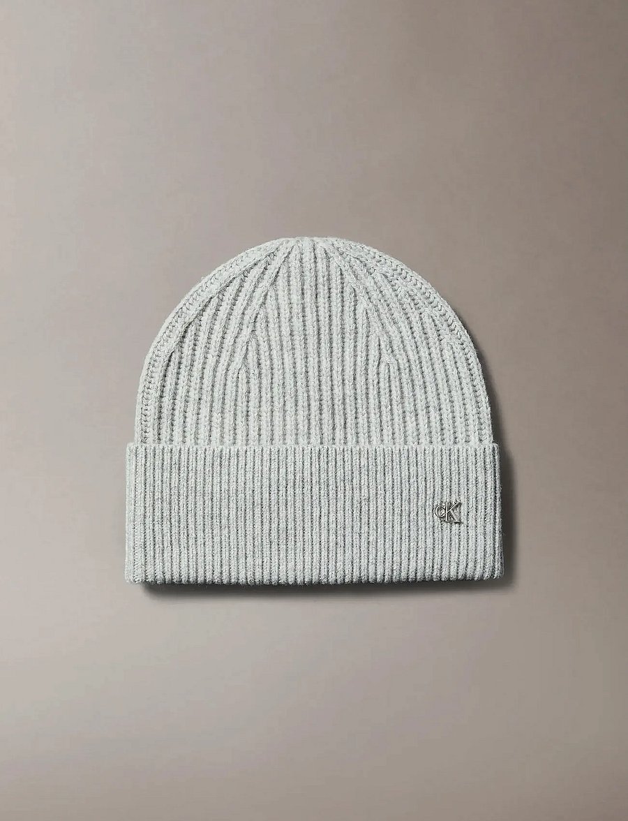Calvin Klein - CK METAL WOOL BEANIE - nach anlass kaufen - light grey heather - 0