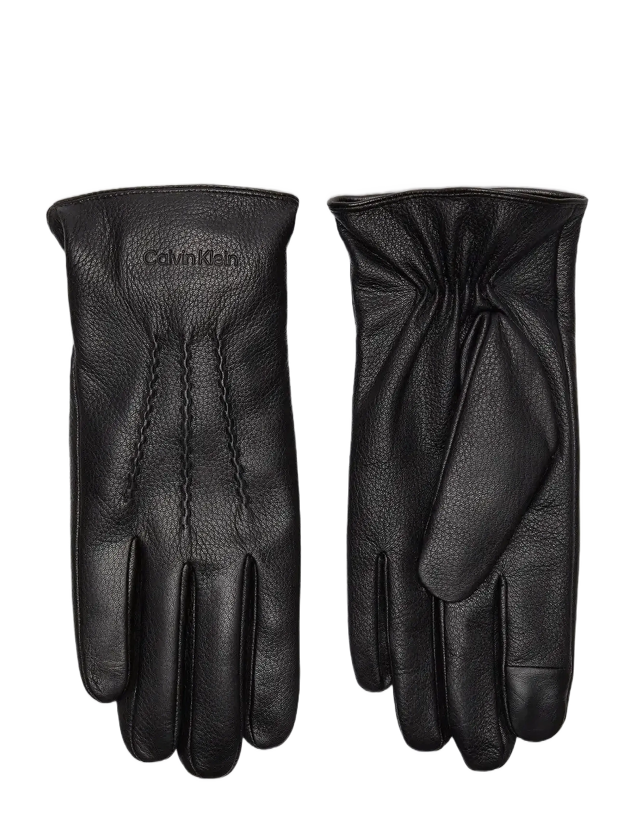 Calvin Klein CLASSIC PEBBLE LEATHER GLOVES - Handsker & Vanter - BLACK / black