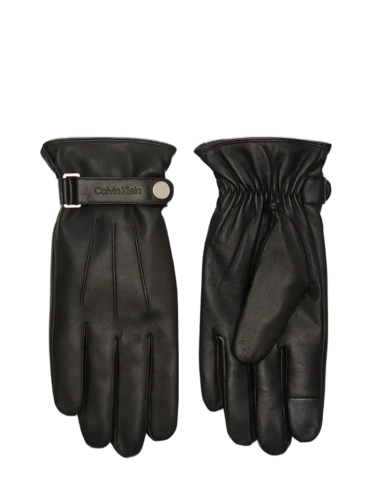 Calvin Klein - LOGO STRAP SMOOTH LEATHER GLOVES - black - 1
