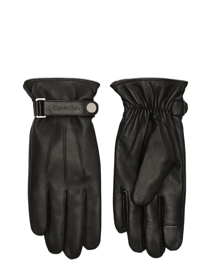 Calvin Klein - LOGO STRAP SMOOTH LEATHER GLOVES - nach anlass kaufen - black - 1