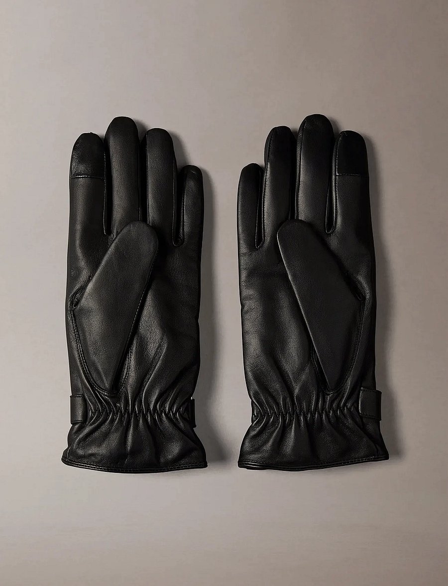Calvin Klein - LOGO STRAP SMOOTH LEATHER GLOVES - nach anlass kaufen - black - 2
