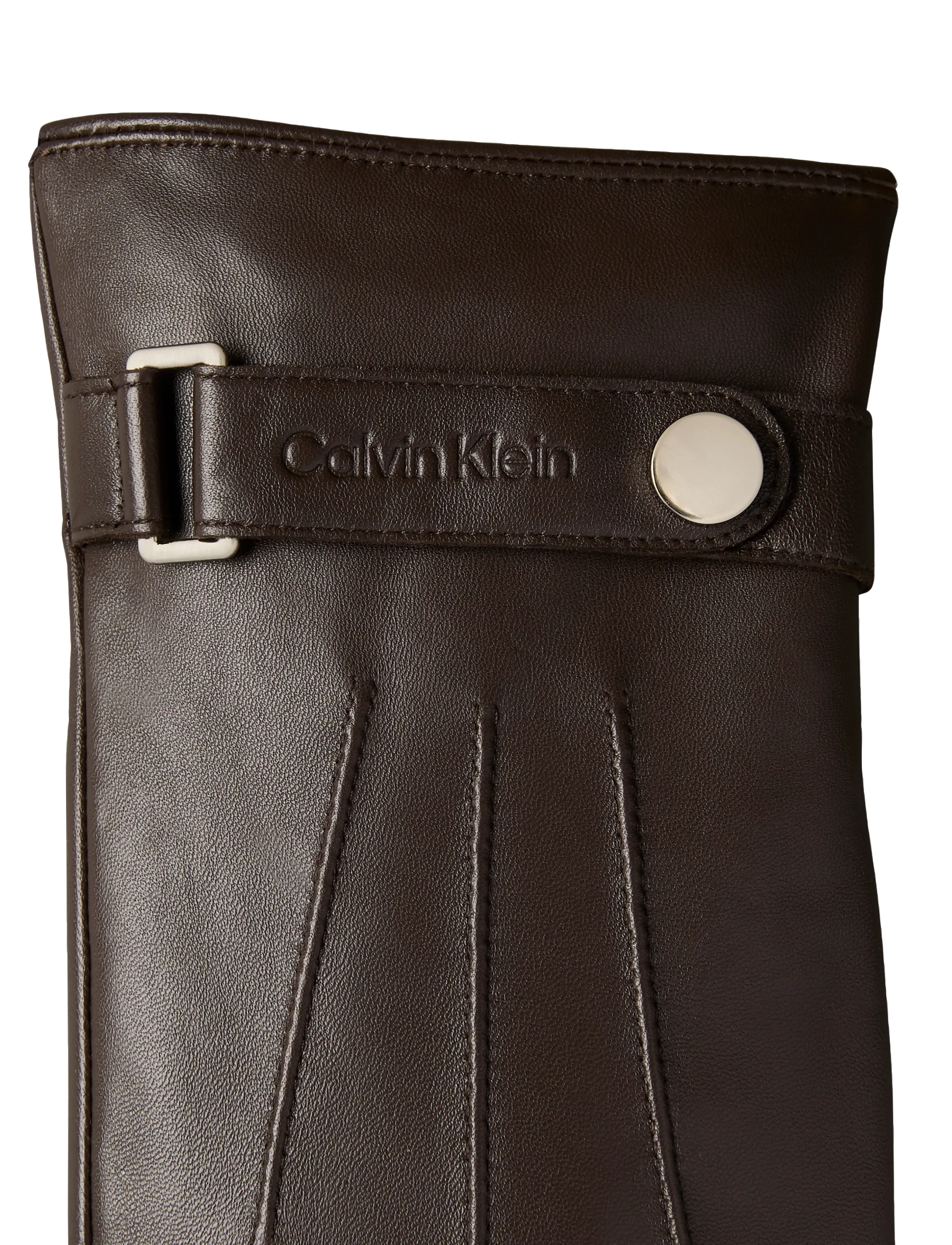 Calvin Klein - LOGO STRAP SMOOTH LEATHER GLOVES - shoppa efter tillfälle - black coffee - 3