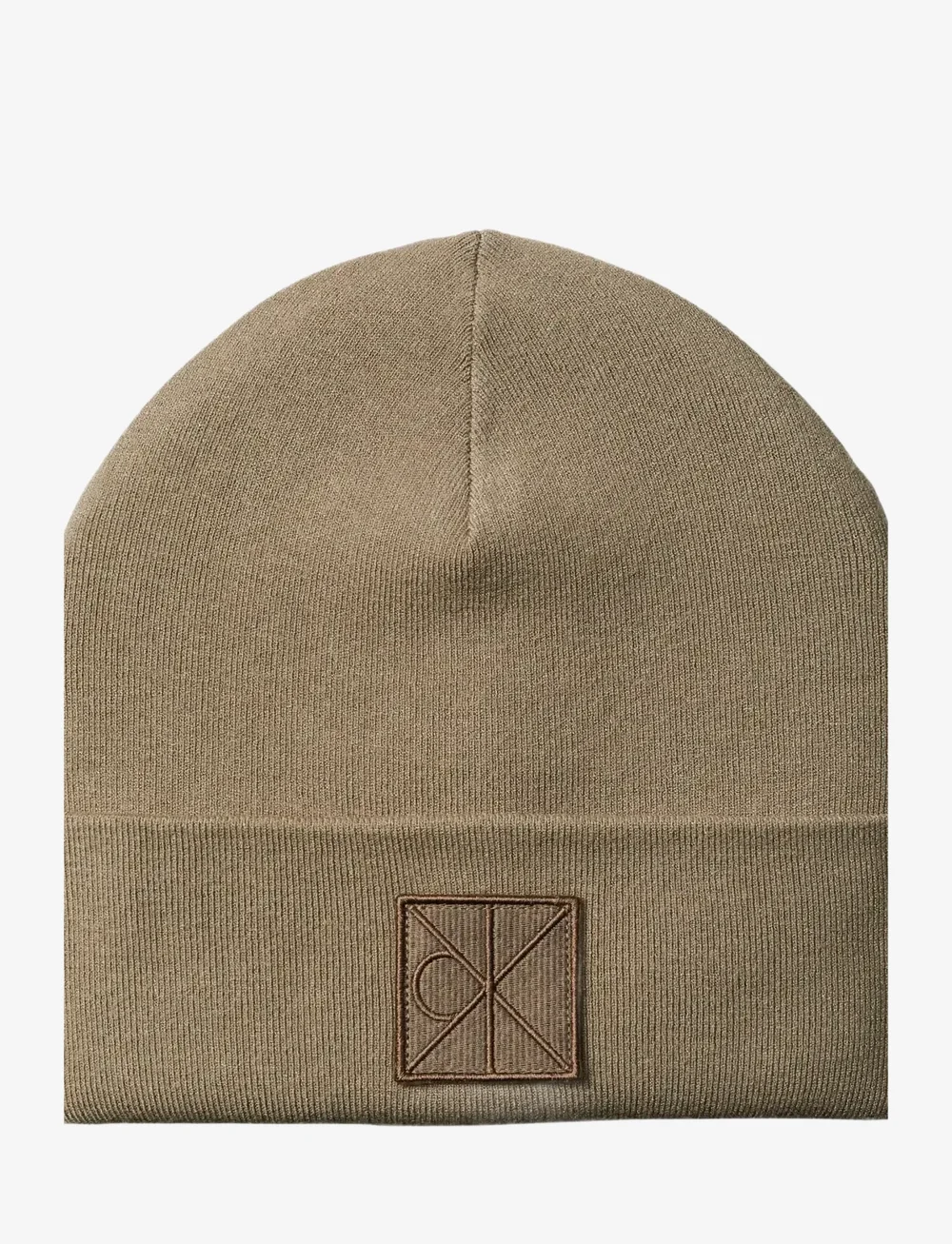 Calvin Klein - EMBLEM PATCH FINE RIB BEANIE - mössor - taupe - 0