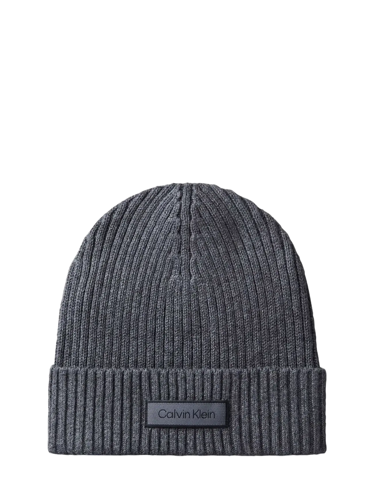 Calvin Klein PATCH CHUNKY RIB COTTON BEANIE - Hatte & Kasketter - B65 CHARCOAL GREY HEATHER / grey