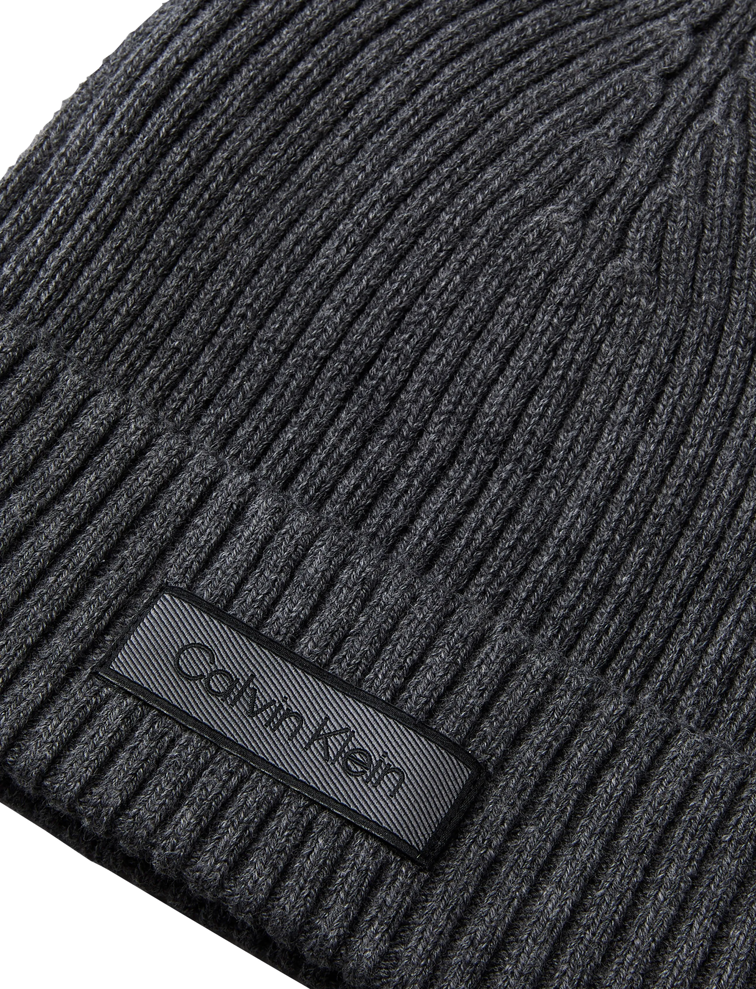 Calvin Klein - PATCH CHUNKY RIB COTTON BEANIE - shop efter anledning - b65 charcoal grey heather - 2