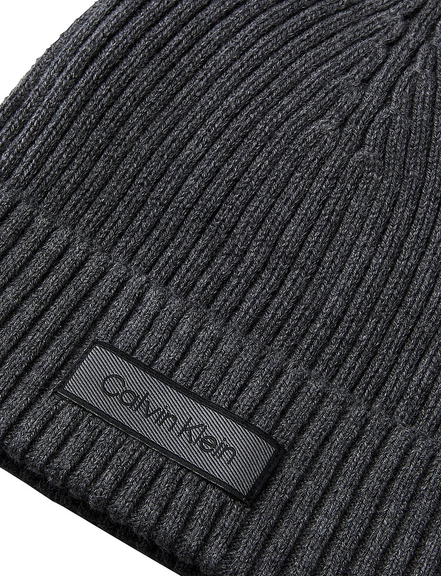 Calvin Klein - PATCH CHUNKY RIB COTTON BEANIE - shop efter anledning - b65 charcoal grey heather - 2