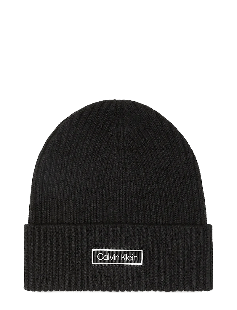 Calvin Klein - PATCH CHUNKY RIB COTTON BEANIE - shop by occasion - black - 1