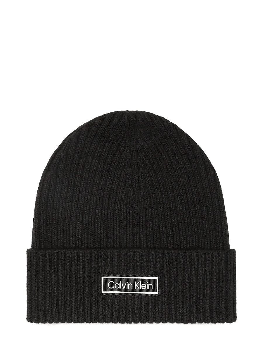 Calvin Klein - PATCH CHUNKY RIB COTTON BEANIE - nach anlass kaufen - black - 1