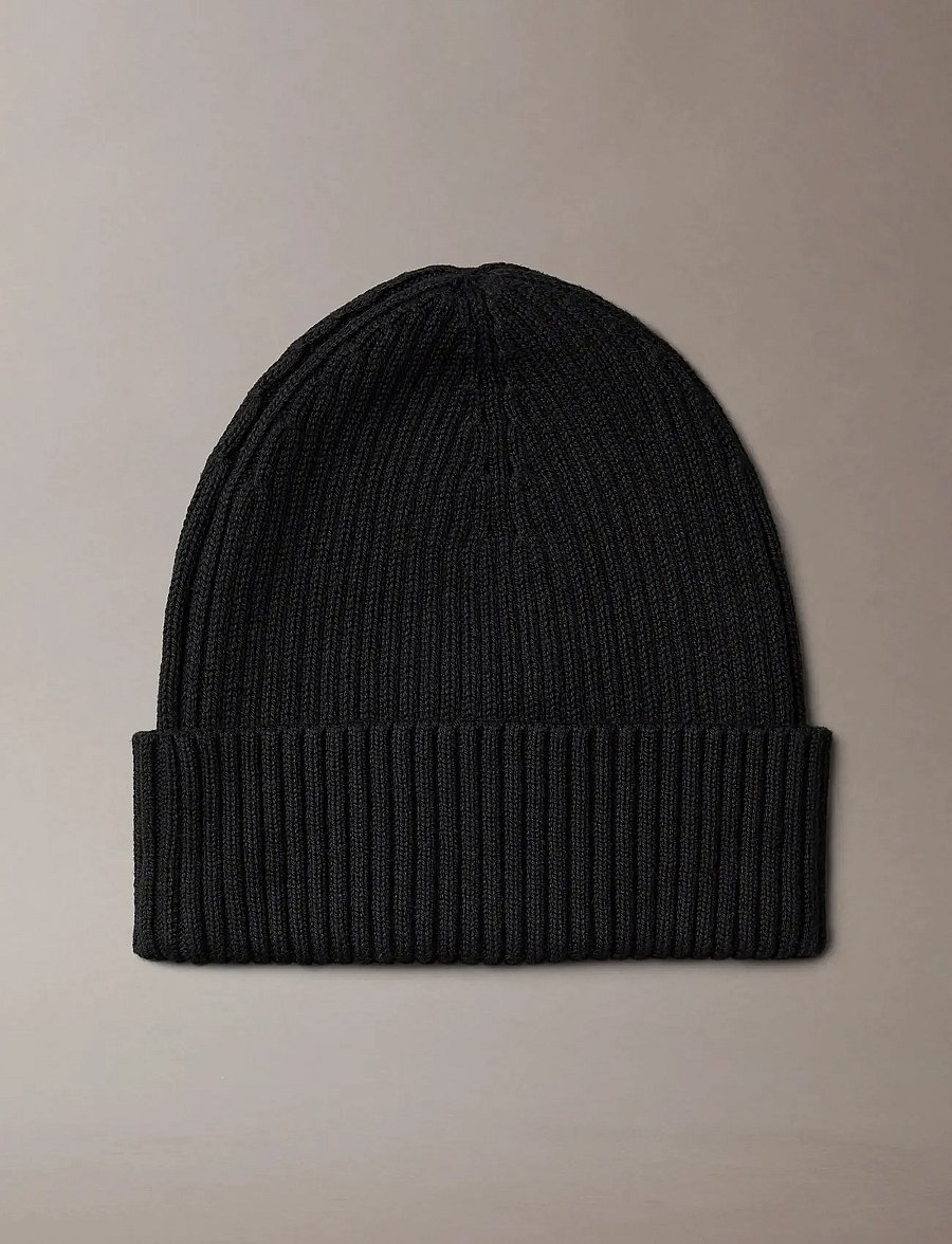 Calvin Klein - PATCH CHUNKY RIB COTTON BEANIE - nach anlass kaufen - black - 2