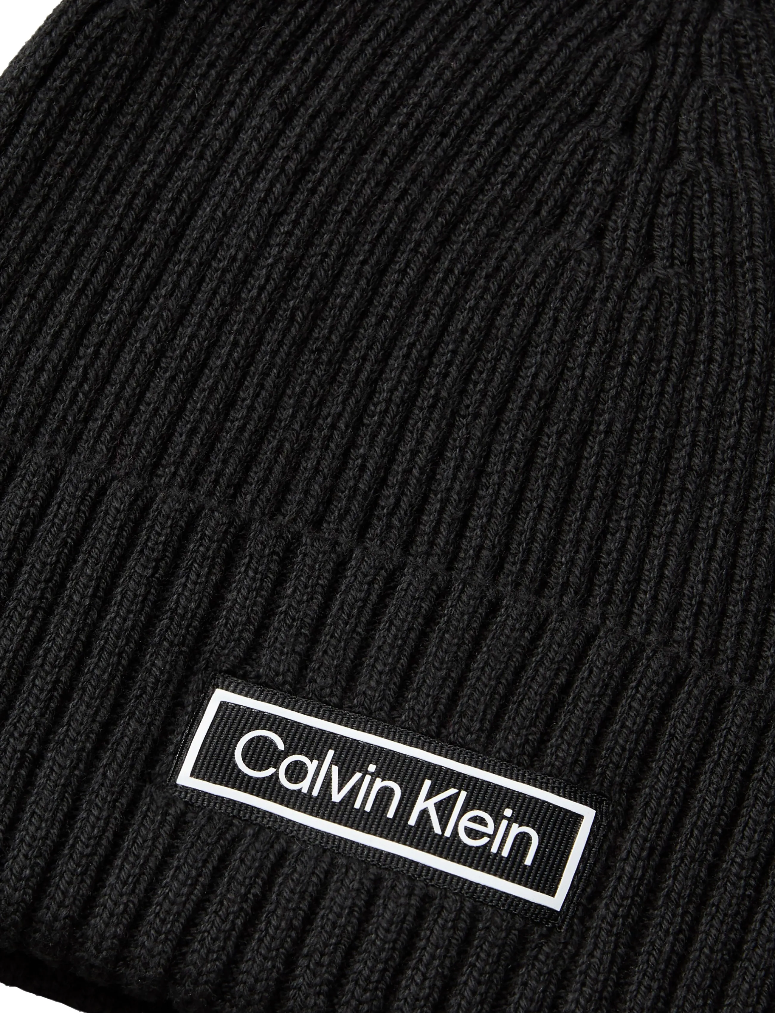 Calvin Klein - PATCH CHUNKY RIB COTTON BEANIE - shoppa efter tillfälle - black - 3