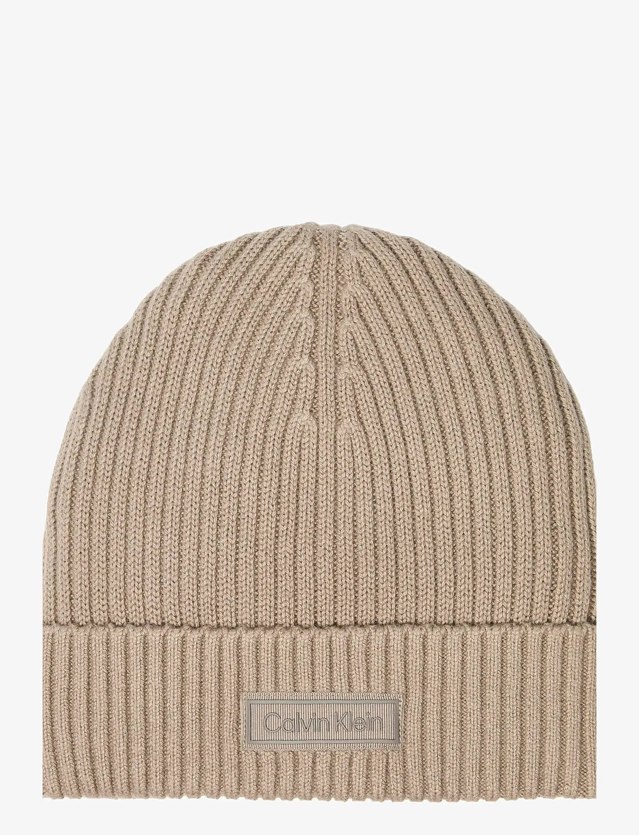 Calvin Klein - PATCH CHUNKY RIB COTTON BEANIE - accessoires - brindle - 0
