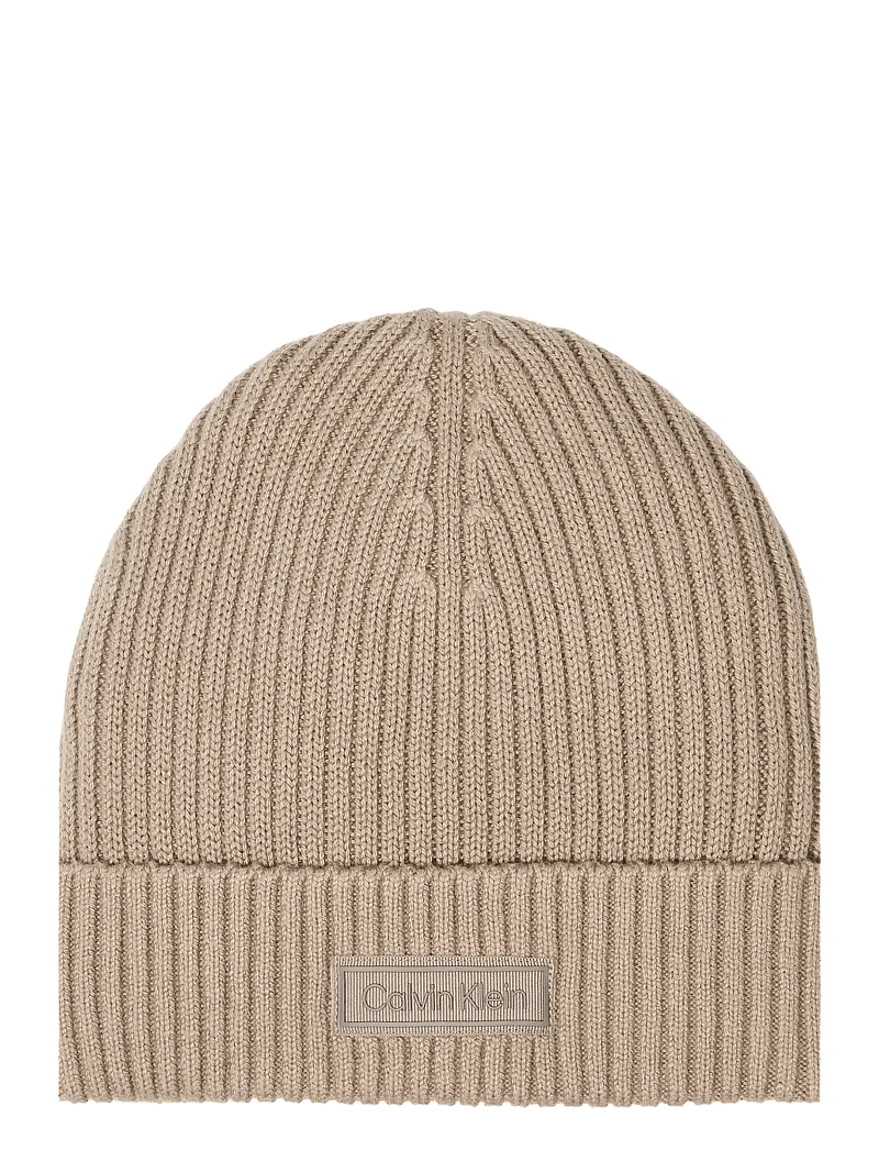 Calvin Klein - PATCH CHUNKY RIB COTTON BEANIE - shop by occasion - brindle - 0