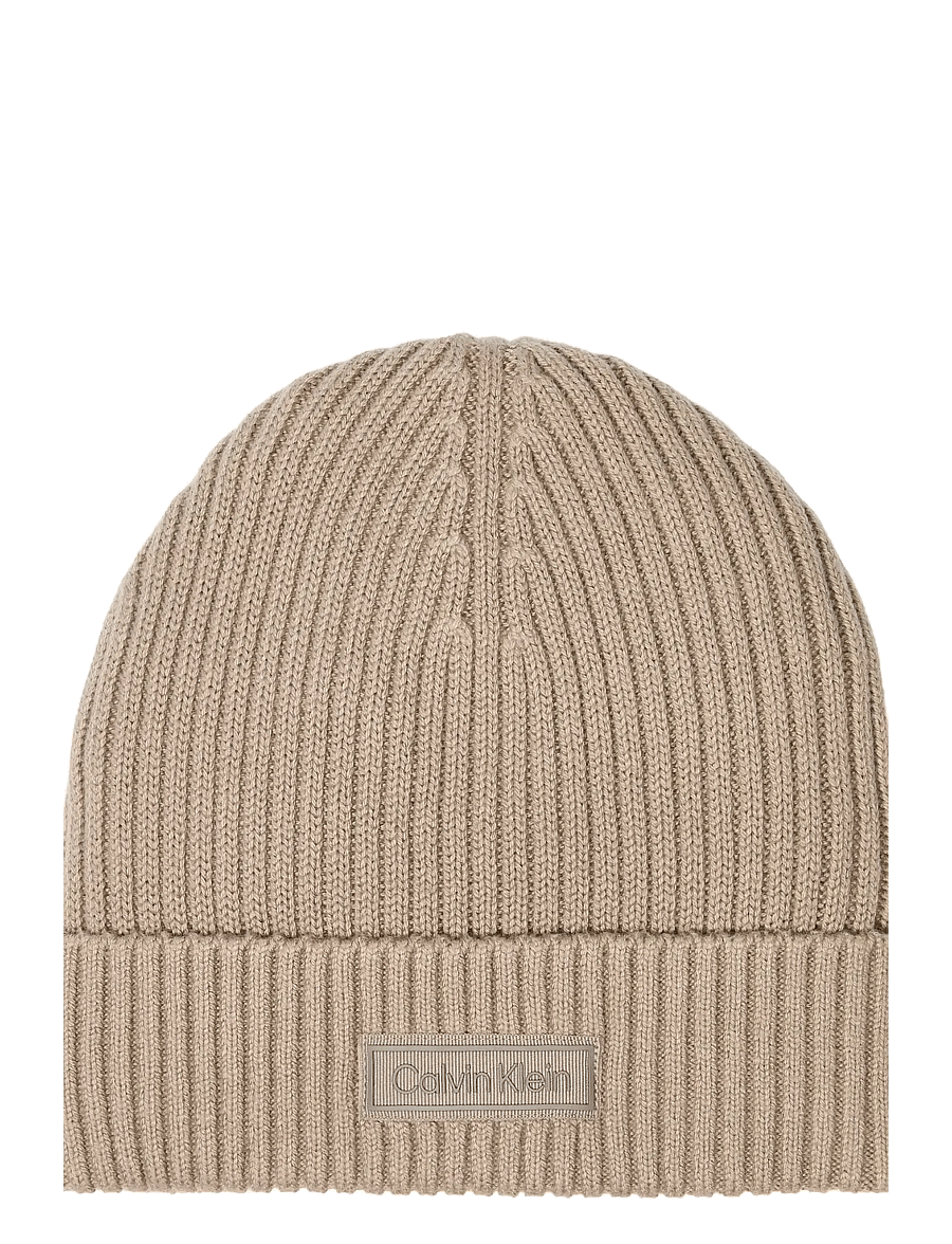 Calvin Klein - PATCH CHUNKY RIB COTTON BEANIE - shoppa efter tillfälle - brindle - 0