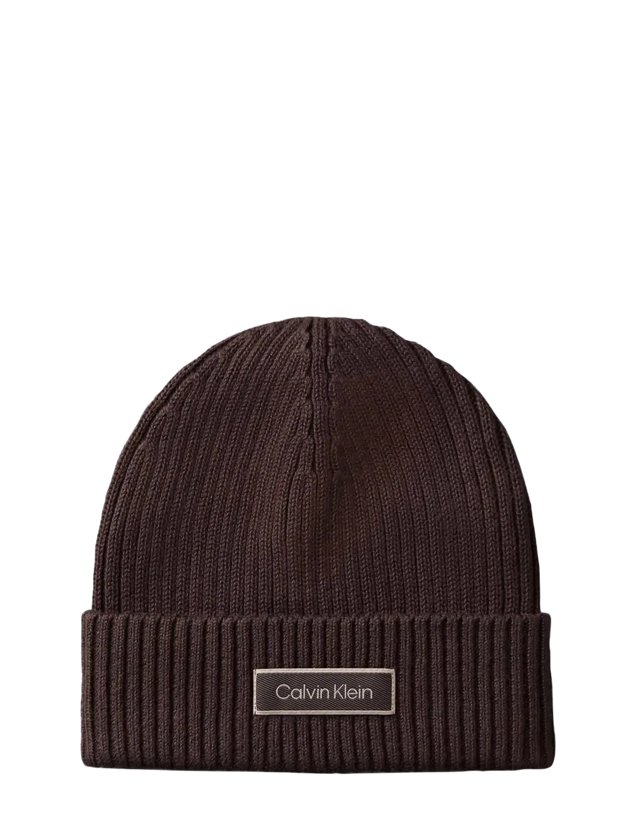 Calvin Klein PATCH CHUNKY RIB COTTON BEANIE - Hatte & Kasketter - DELICIOSO / brown