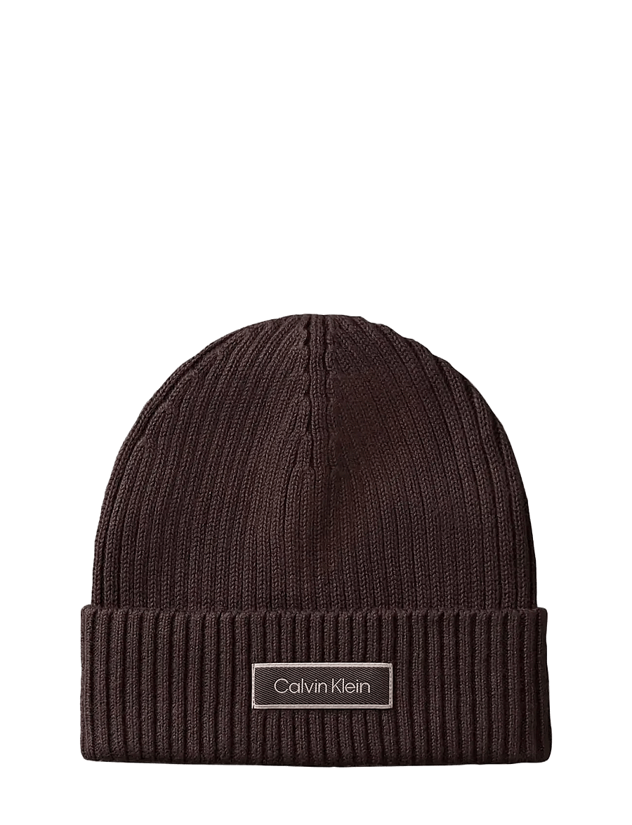 Calvin Klein - PATCH CHUNKY RIB COTTON BEANIE - shop efter anledning - delicioso - 0