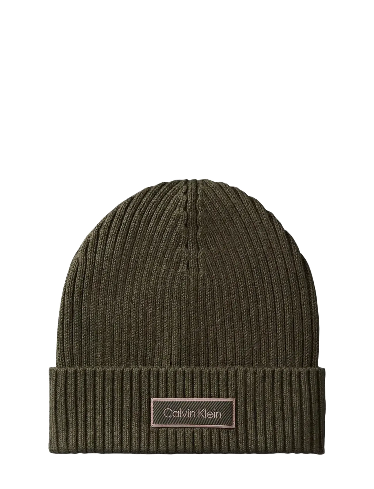 Calvin Klein PATCH CHUNKY RIB COTTON BEANIE - Hatte & Kasketter - OLIVE NIGHT / khaki/green
