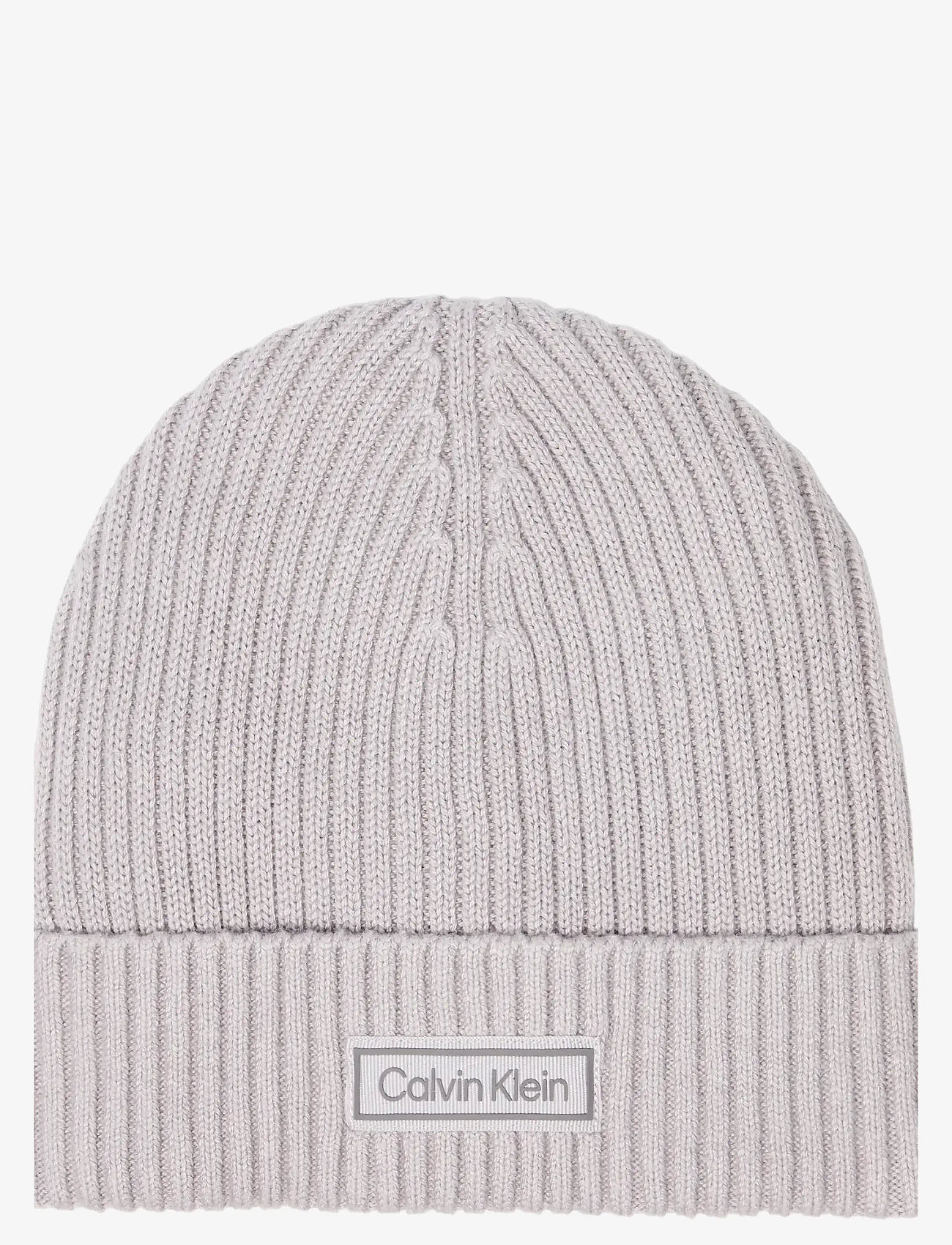 Calvin Klein - PATCH CHUNKY RIB COTTON BEANIE - shoppa efter tillfälle - silver sconce - 0