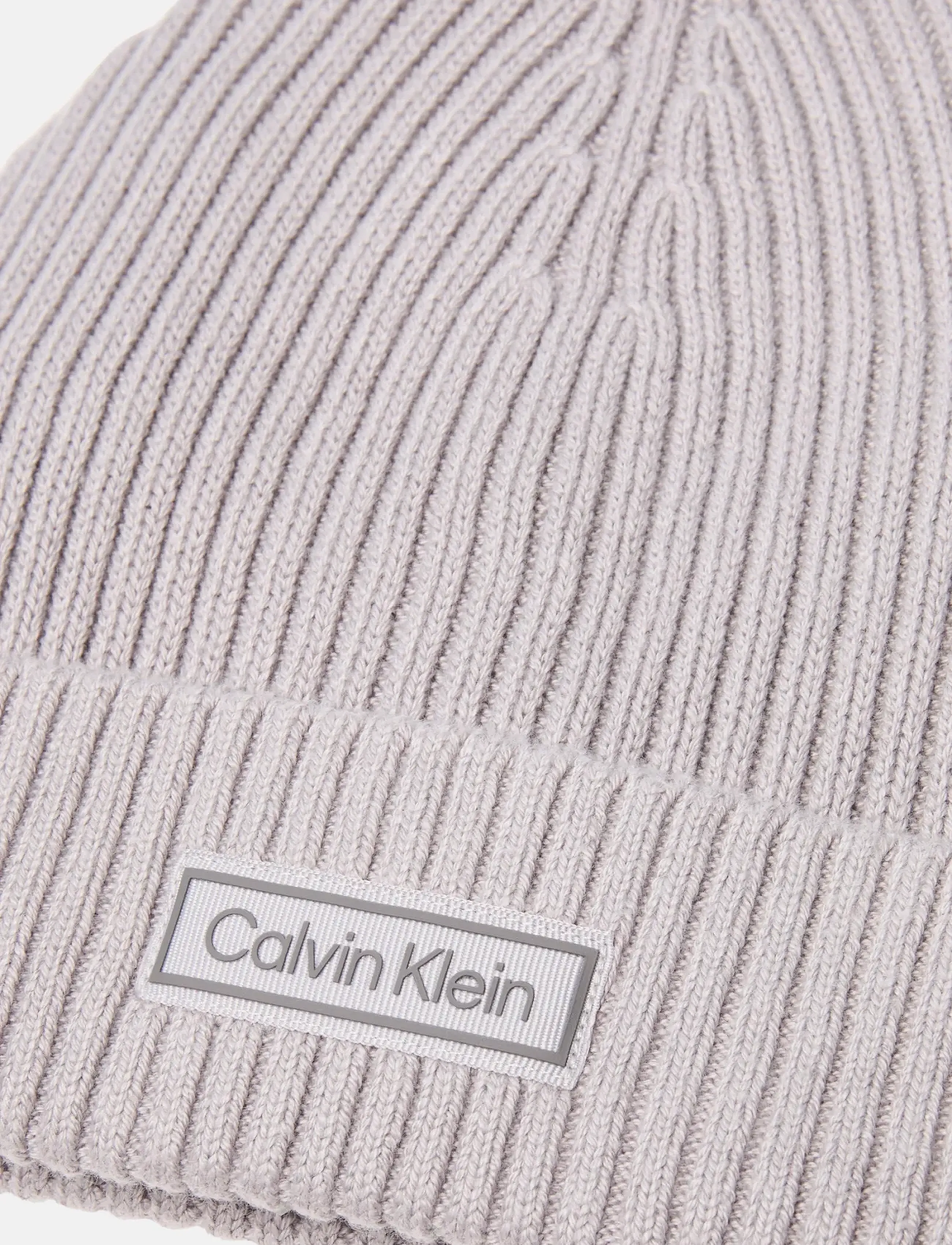 Calvin Klein - PATCH CHUNKY RIB COTTON BEANIE - nach anlass kaufen - silver sconce - 2