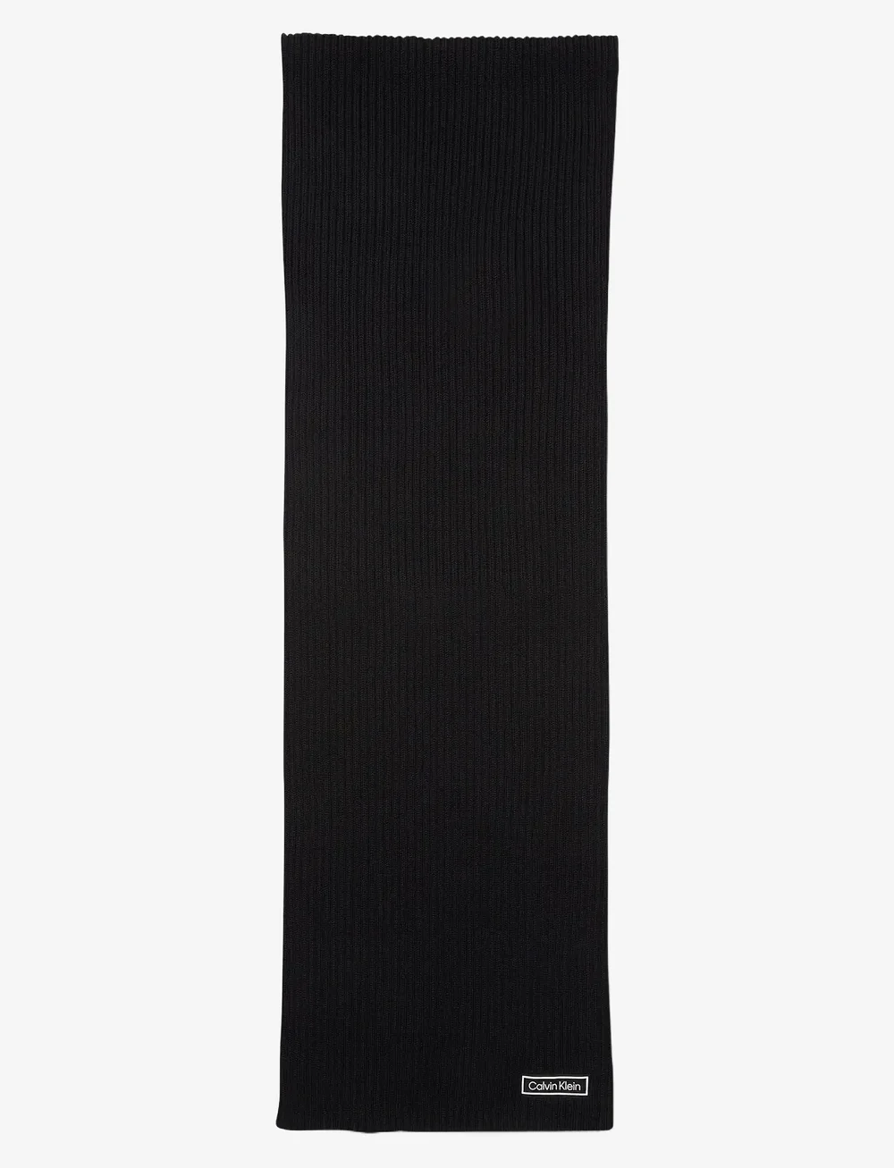 Calvin Klein - PATCH CHUNKY RIB COTTON SCARF - winter scarves - black - 1