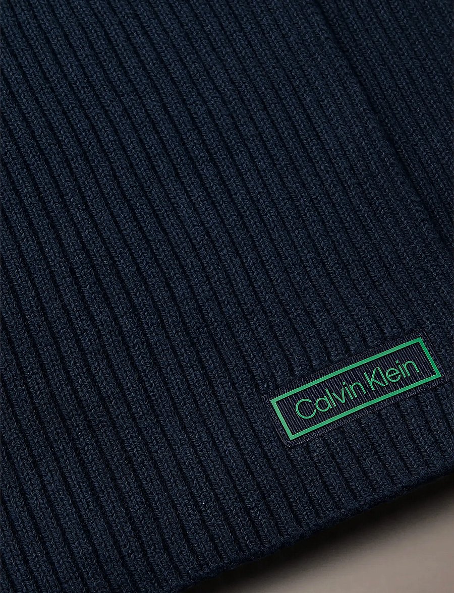 Calvin Klein - PATCH CHUNKY RIB COTTON SCARF - halstørklæder - black - 2