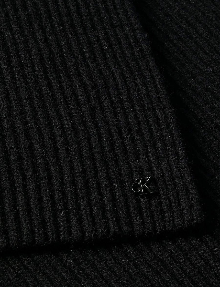 Calvin Klein - CK METAL WOOL RIB SCARF - talvesallid - black - 2
