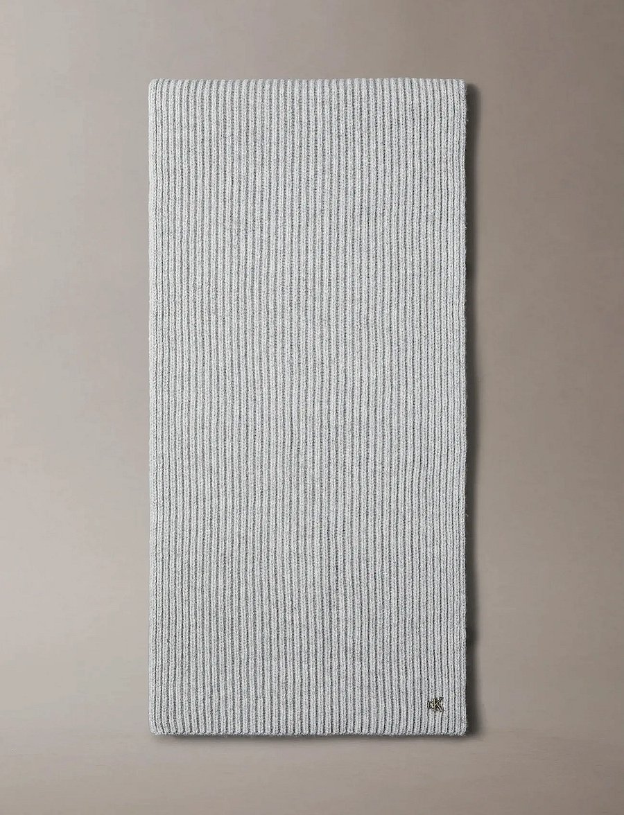 Calvin Klein - CK METAL WOOL RIB SCARF - kaulahuivit - light grey heather - 0