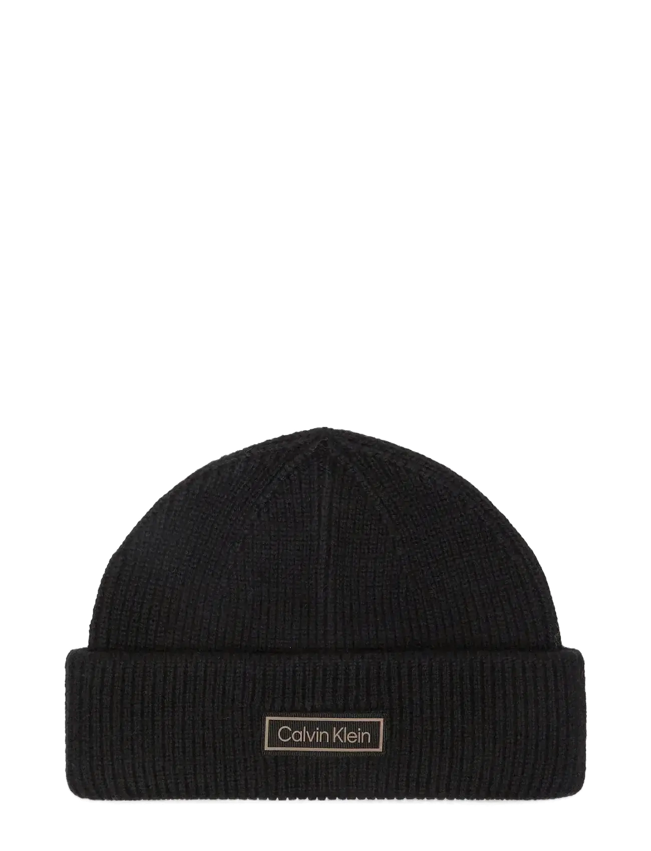 CALVIN KLEIN Patch Chunky Rib Docker Pudelmütze Schwarz - One Size - Herren