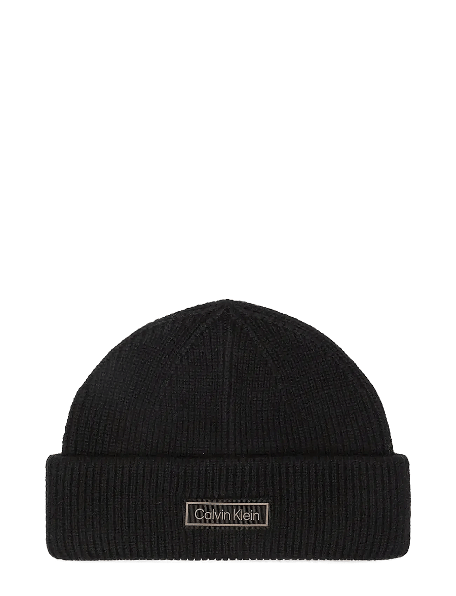 Calvin Klein - PATCH CHUNKY RIB DOCKER BEANIE - osta olukorra järgi - black - 1