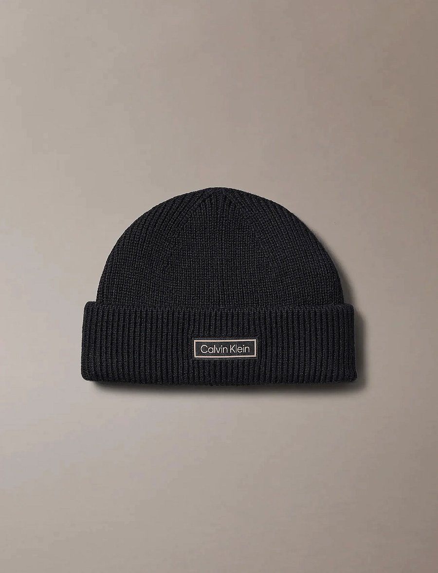 Calvin Klein - PATCH CHUNKY RIB DOCKER BEANIE - osta olukorra järgi - black - 0