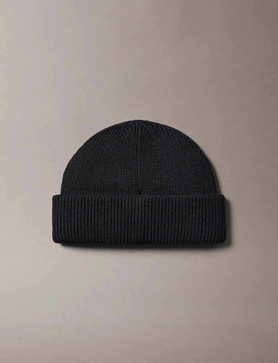 Calvin Klein - PATCH CHUNKY RIB DOCKER BEANIE - osta olukorra järgi - black - 2