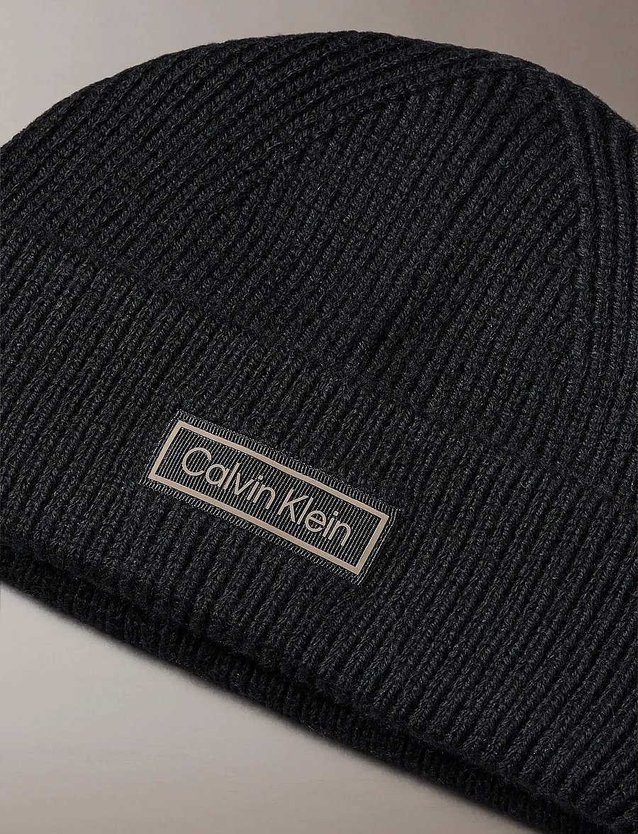 Calvin Klein - PATCH CHUNKY RIB DOCKER BEANIE - osta olukorra järgi - black - 3