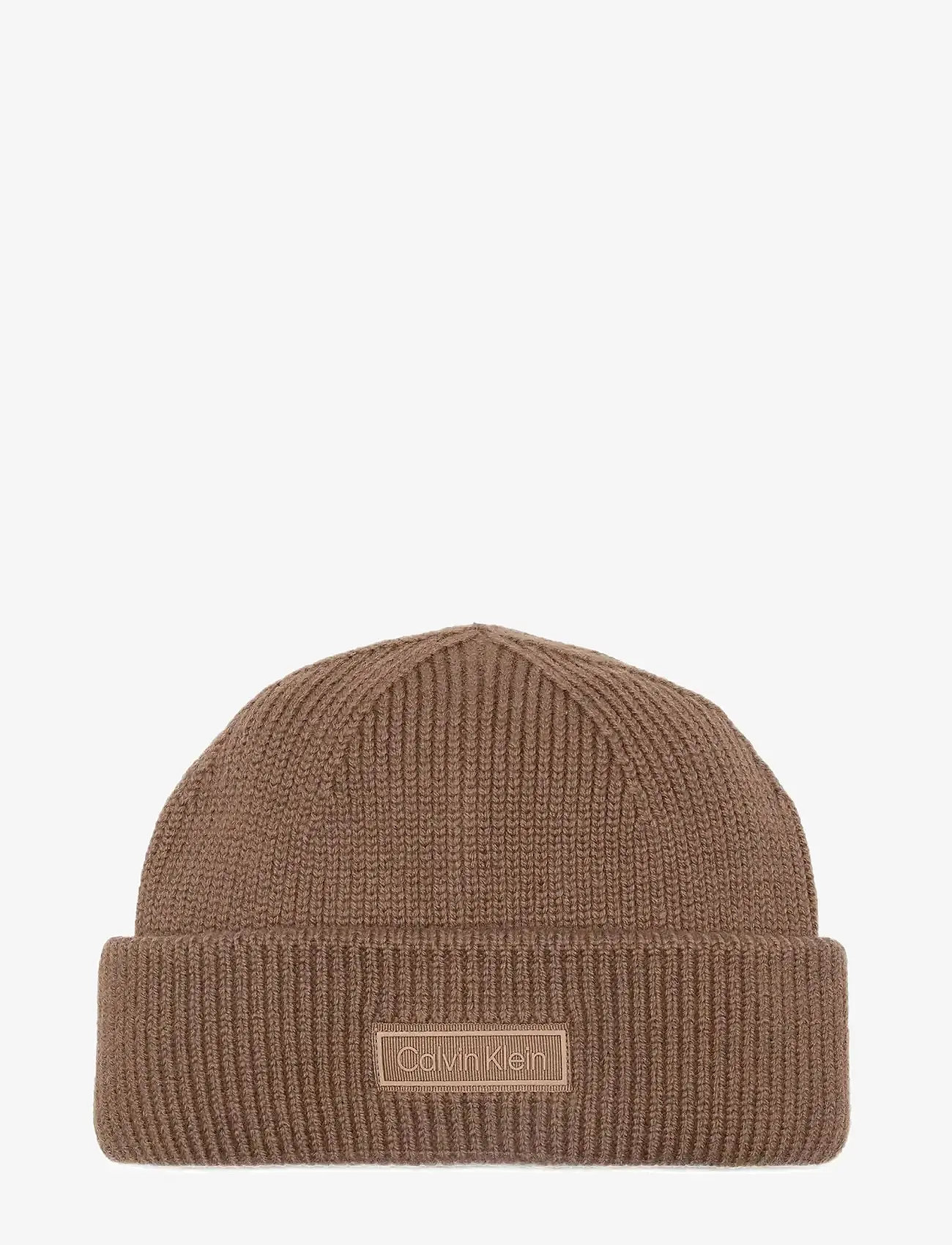Calvin Klein - PATCH CHUNKY RIB DOCKER BEANIE - accessoires - walnut - 0