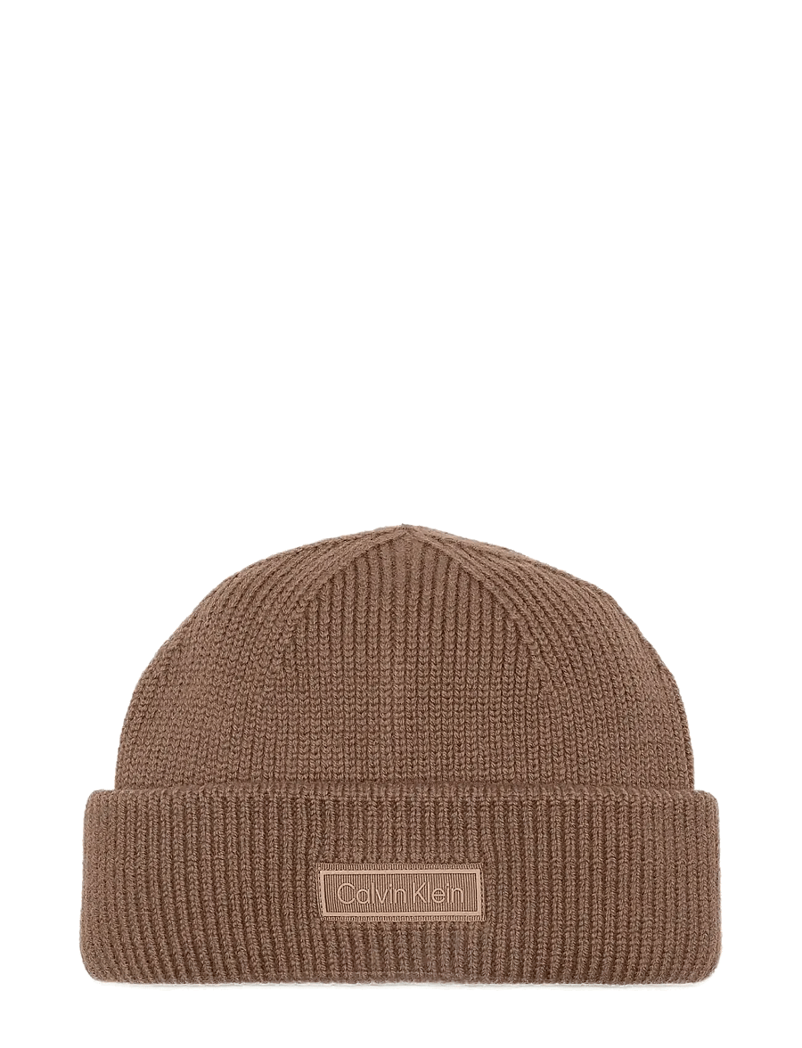 Calvin Klein - PATCH CHUNKY RIB DOCKER BEANIE - osta olukorra järgi - walnut - 1