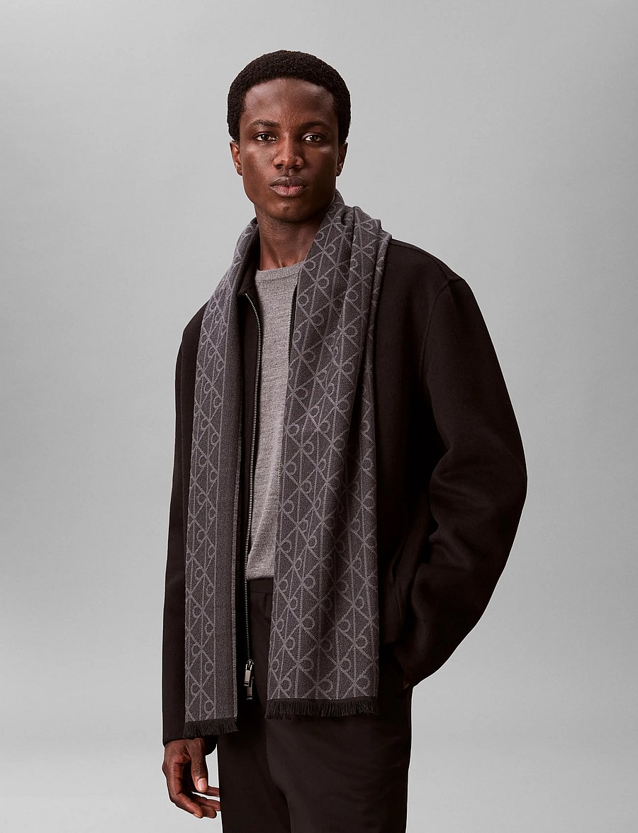 Calvin Klein - TONAL AOP JCQ LW SCARF - winterschals - black - 0