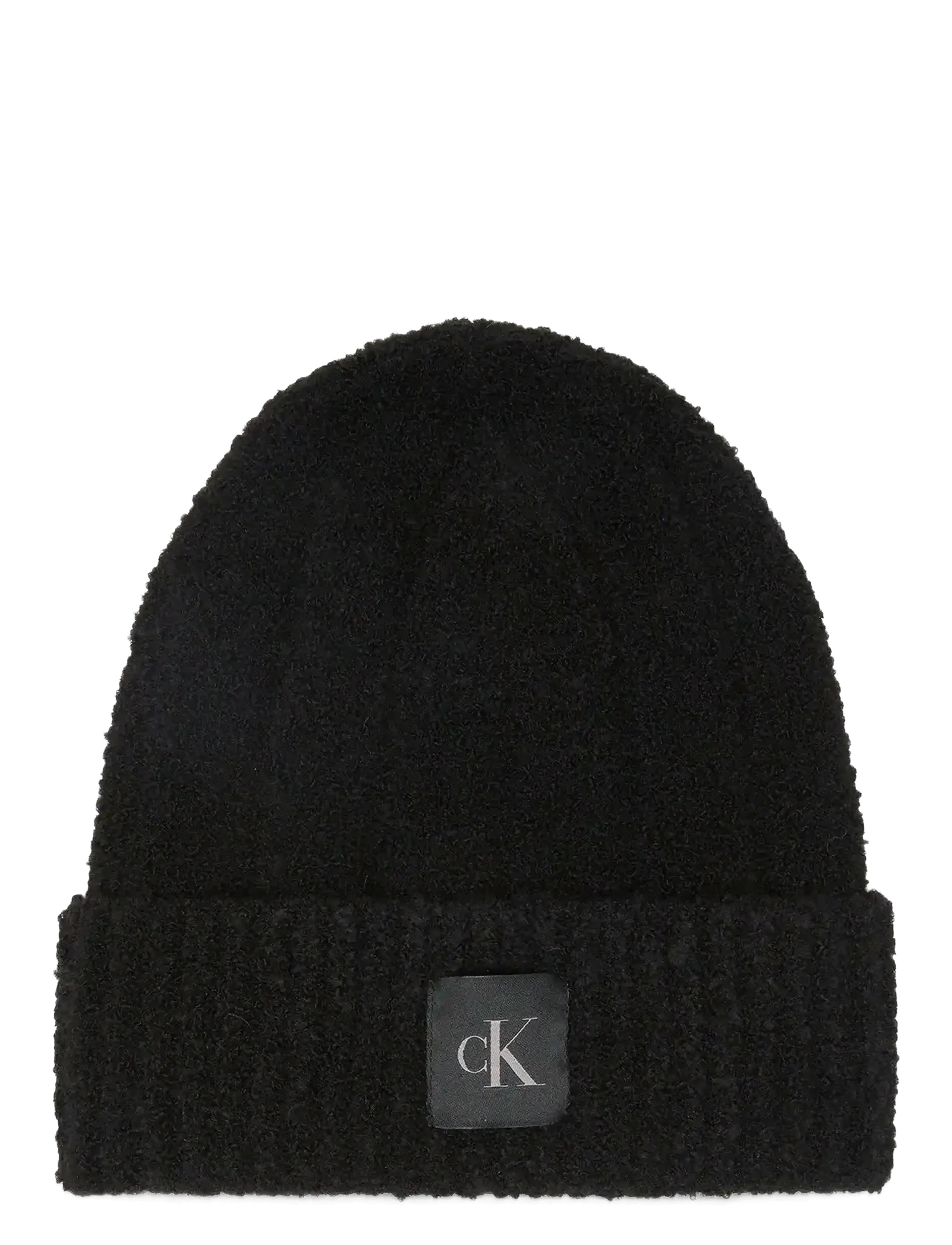 CALVIN KLEIN Ck Patch Boucle Pudelmütze Schwarz - One Size - Damen
