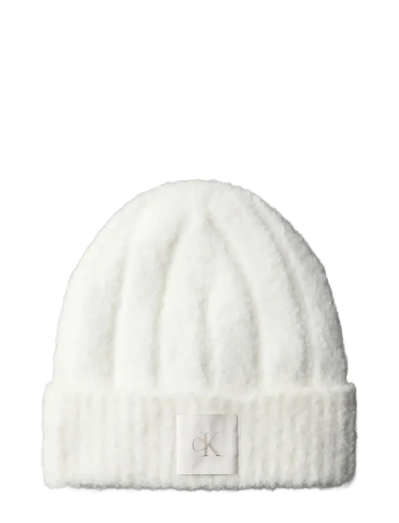 CALVIN KLEIN Ck Patch Boucle Pudelmütze Weiß - One Size - Damen