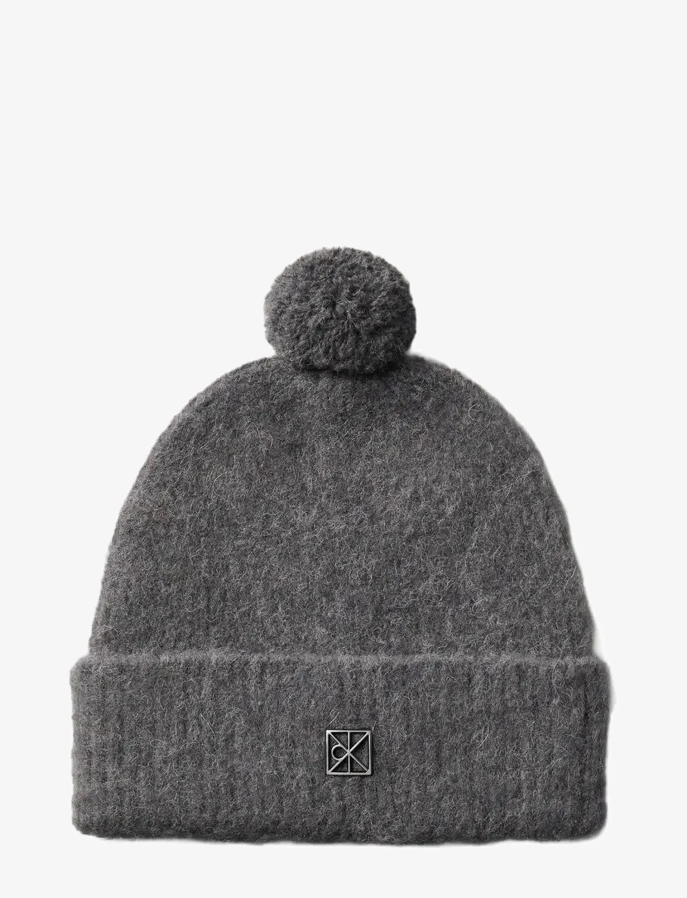 Calvin Klein - EMBLEM BRUSHED POMPOM BEANIE - mössor - dark grey - 0
