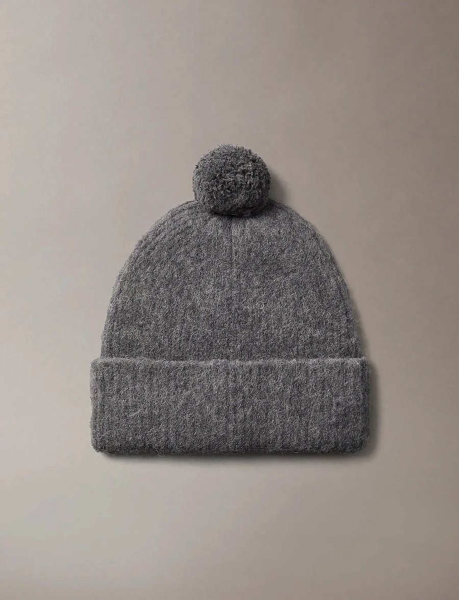 Calvin Klein - EMBLEM BRUSHED POMPOM BEANIE - beanies - dark grey - 3